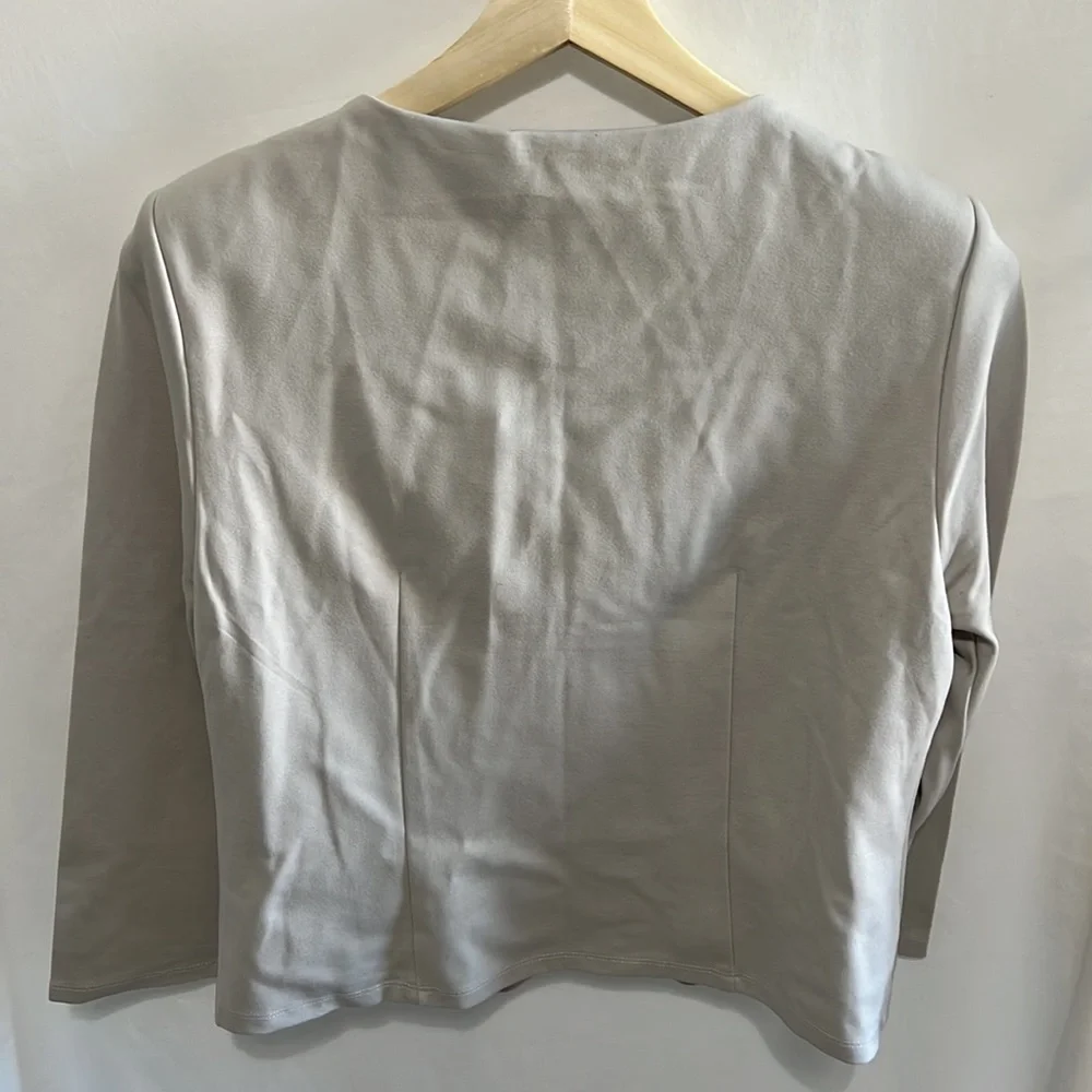 Anthropologie Philosophy Zip Up Jacket Size Large Gray Shoulder Pads - Picture 3 of 8